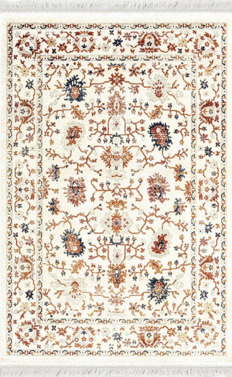 Alkaffary Wahaj Area Rug, Living Room & Bedroom Rug, Elegant Artistic Design Durable Soft Texture, 080X150 cm, White - Image 1